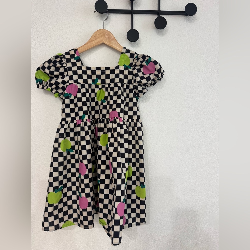 All Small co. Checkered Dress with Floral Accents 4T